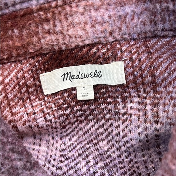 Madewell Brushed Plaid Knit Shirt Jacket in faded fig - Picture 8 of 9